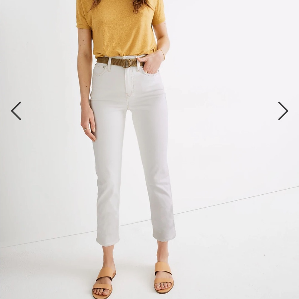 NWOT Madewell Classic Straight Leg Jean Petite Cropped Tile White Sz 23P
